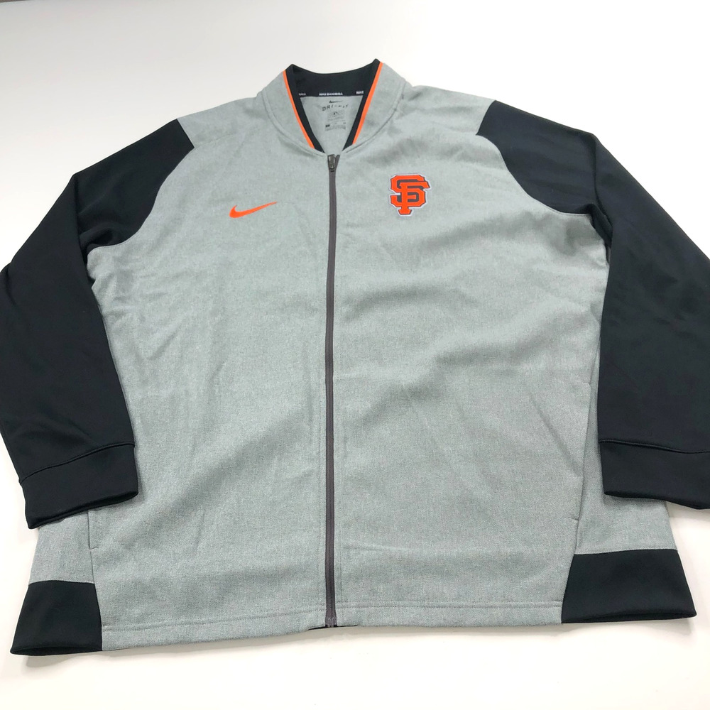 Nike San Francisco Giants MLB Jacket Mens Medium Gray Black Full Zip XL